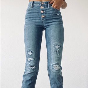 abercrombie kids: high-rise ankle skinny jeans